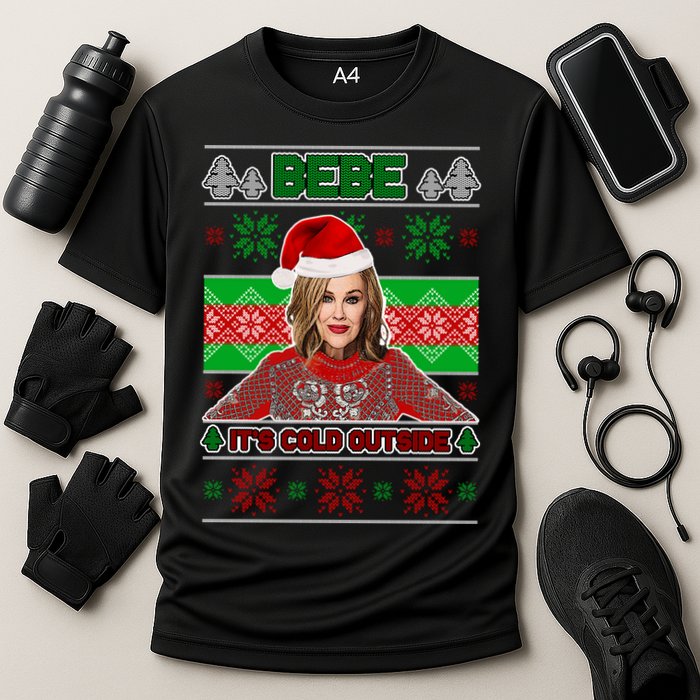 Bebe It's Cold Outside Ugly Christmas Sweater Performance Shirt