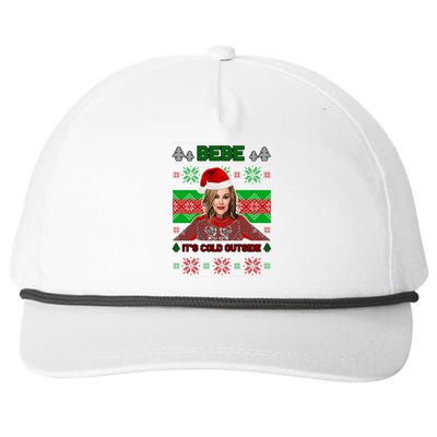 Bebe It's Cold Outside Ugly Christmas Sweater Snapback Five-Panel Rope Hat