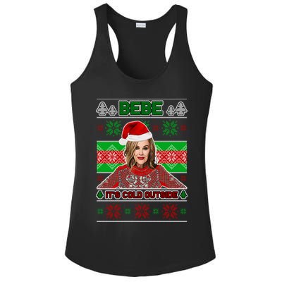 Bebe It's Cold Outside Ugly Christmas Sweater Ladies PosiCharge Competitor Racerback Tank