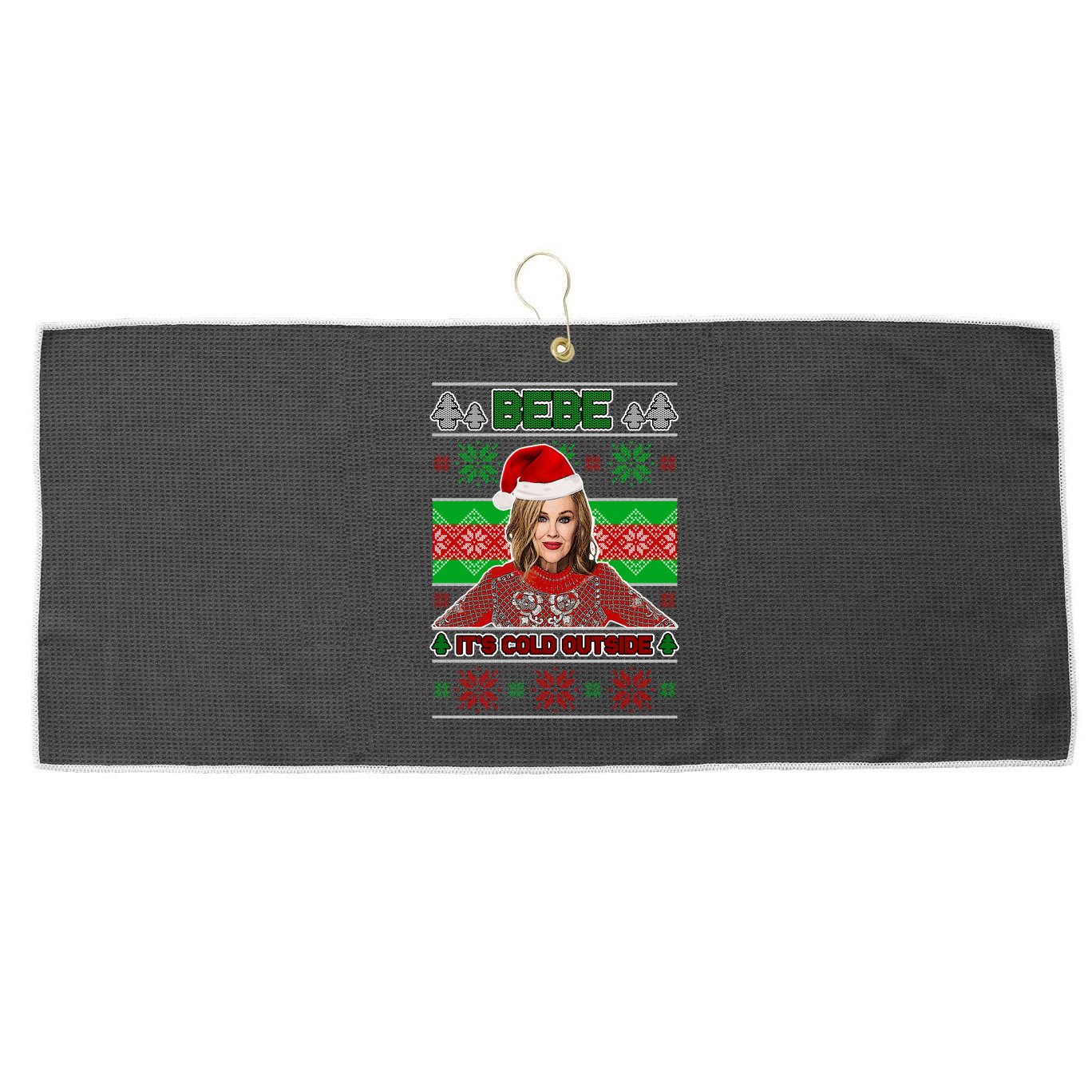 Bebe It's Cold Outside Ugly Christmas Sweater Large Microfiber Waffle Golf Towel