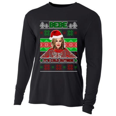 Bebe It's Cold Outside Ugly Christmas Sweater Cooling Performance Long Sleeve Crew