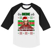 Bebe It's Cold Outside Ugly Christmas Sweater Baseball Sleeve Shirt