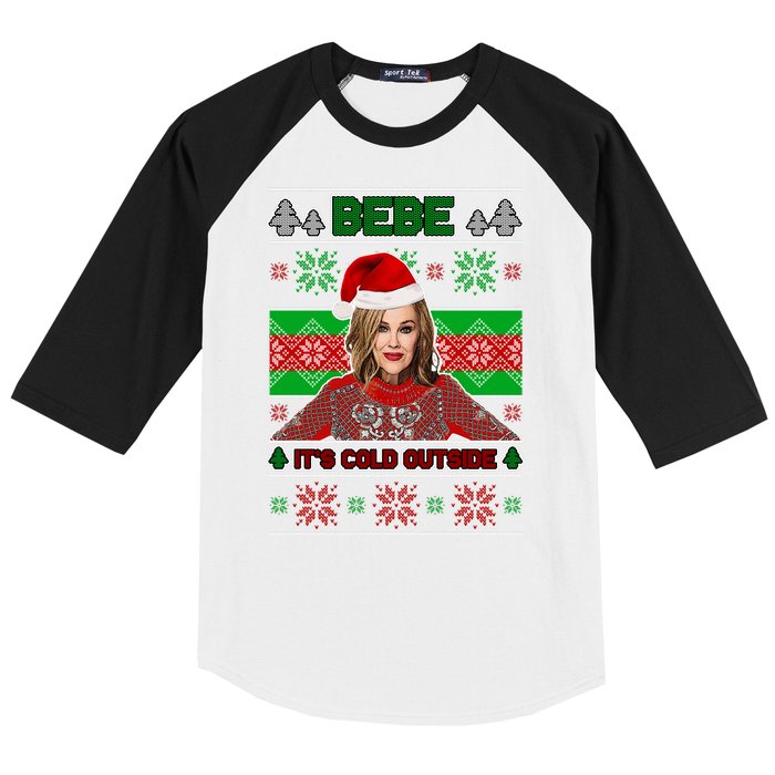 Bebe It's Cold Outside Ugly Christmas Sweater Baseball Sleeve Shirt