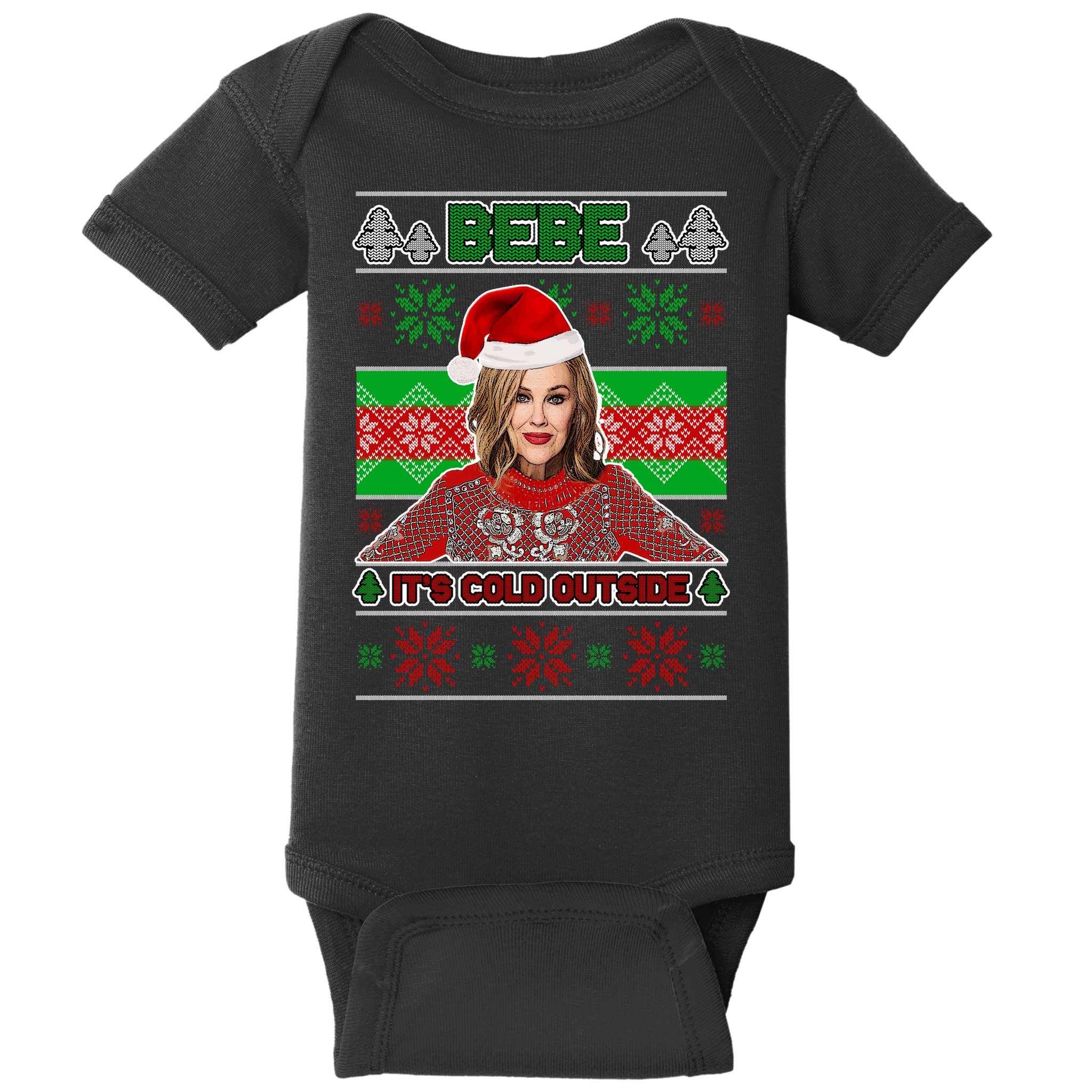 Bebe It's Cold Outside Ugly Christmas Sweater Baby Bodysuit