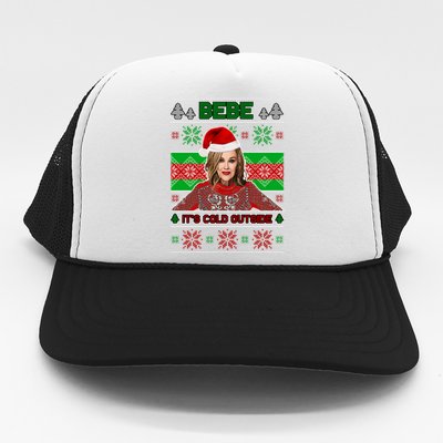 Bebe It's Cold Outside Ugly Christmas Sweater Trucker Hat