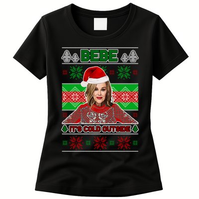 Bebe It's Cold Outside Ugly Christmas Sweater Womens T-Shirt