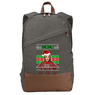 Bebe It's Cold Outside Ugly Christmas Sweater Cotton Canvas Backpack