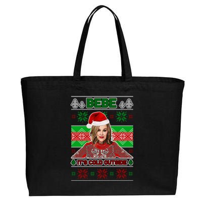 Bebe It's Cold Outside Ugly Christmas Sweater Cotton Canvas Jumbo Tote