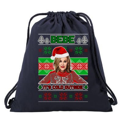 Bebe It's Cold Outside Ugly Christmas Sweater Drawstring Bag