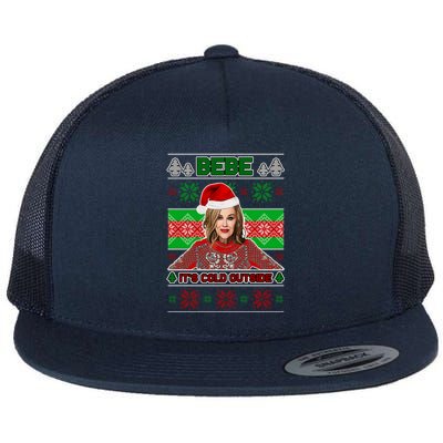 Bebe It's Cold Outside Ugly Christmas Sweater Flat Bill Trucker Hat