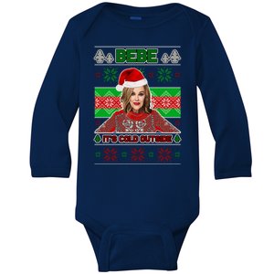 Bebe It's Cold Outside Ugly Christmas Sweater Baby Long Sleeve Bodysuit