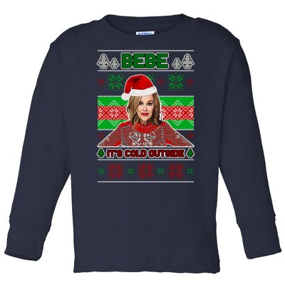 Bebe It's Cold Outside Ugly Christmas Sweater Toddler Long Sleeve Shirt