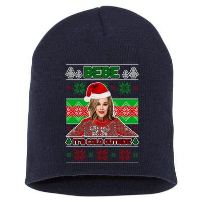 Bebe It's Cold Outside Ugly Christmas Sweater Short Acrylic Beanie