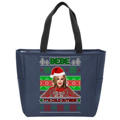 Bebe It's Cold Outside Ugly Christmas Sweater Zip Tote Bag