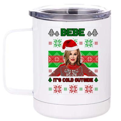 Bebe It's Cold Outside Ugly Christmas Sweater 12 oz Stainless Steel Tumbler Cup