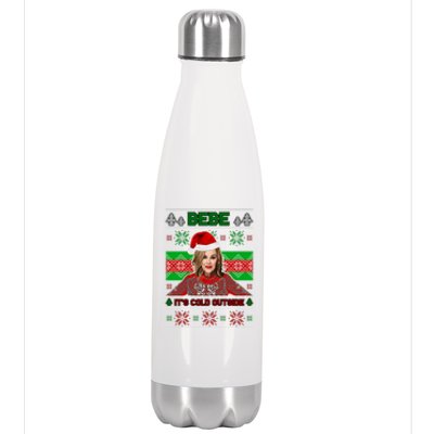 Bebe It's Cold Outside Ugly Christmas Sweater Stainless Steel Insulated Water Bottle