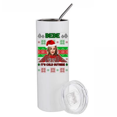 Bebe It's Cold Outside Ugly Christmas Sweater Stainless Steel Tumbler