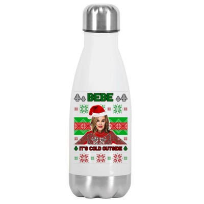 Bebe It's Cold Outside Ugly Christmas Sweater Stainless Steel Insulated Water Bottle