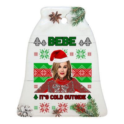 Bebe It's Cold Outside Ugly Christmas Sweater Ceramic Bell Ornament