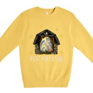 Best Ever Christmas Cool Jesus Nativity Scene Christian  Premium Crewneck Sweatshirt