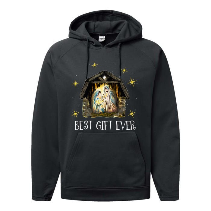 Best Ever Christmas Cool Jesus Nativity Scene Christian  Performance Fleece Hoodie