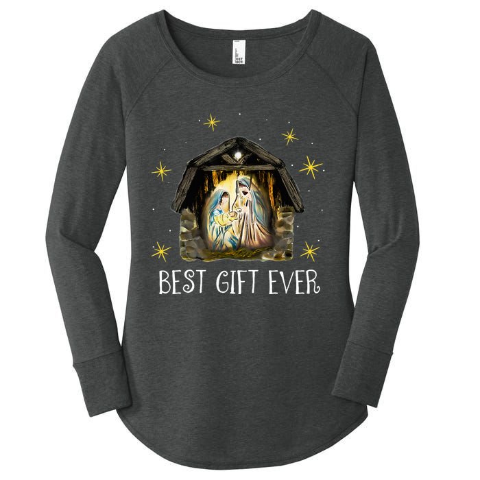 Best Ever Christmas Cool Jesus Nativity Scene Christian  Women's Perfect Tri Tunic Long Sleeve Shirt