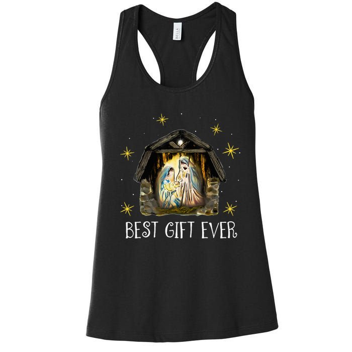 Best Ever Christmas Cool Jesus Nativity Scene Christian  Women's Racerback Tank