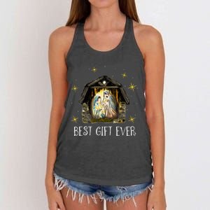 Best Ever Christmas Cool Jesus Nativity Scene Christian  Women's Knotted Racerback Tank