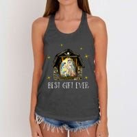 Best Ever Christmas Cool Jesus Nativity Scene Christian  Women's Knotted Racerback Tank