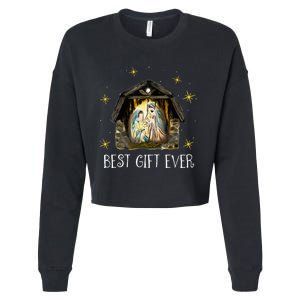 Best Ever Christmas Cool Jesus Nativity Scene Christian  Cropped Pullover Crew