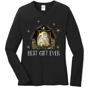 Best Ever Christmas Cool Jesus Nativity Scene Christian  Ladies Long Sleeve Shirt