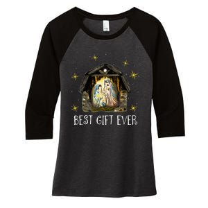 Best Ever Christmas Cool Jesus Nativity Scene Christian  Women's Tri-Blend 3/4-Sleeve Raglan Shirt