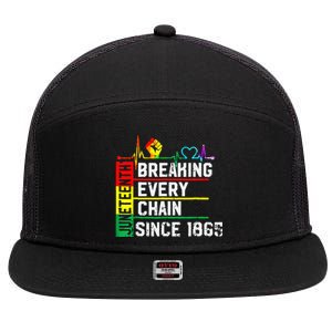 Breaking Every Chain Since 1865 Juneteenth Black History 7 Panel Mesh Trucker Snapback Hat