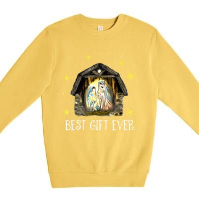 Best Ever Christmas Cool Jesus Nativity Scene Christian Premium Crewneck Sweatshirt