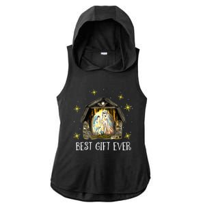 Best Ever Christmas Cool Jesus Nativity Scene Christian Ladies PosiCharge Tri-Blend Wicking Draft Hoodie Tank