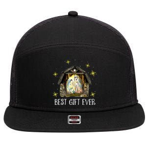 Best Ever Christmas Cool Jesus Nativity Scene Christian 7 Panel Mesh Trucker Snapback Hat