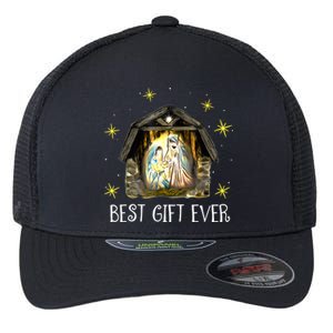 Best Ever Christmas Cool Jesus Nativity Scene Christian Flexfit Unipanel Trucker Cap