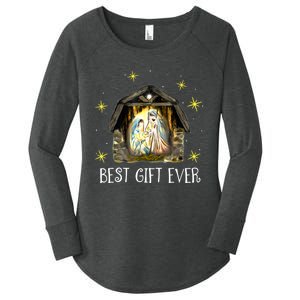 Best Ever Christmas Cool Jesus Nativity Scene Christian Women's Perfect Tri Tunic Long Sleeve Shirt