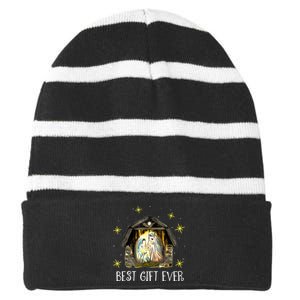 Best Ever Christmas Cool Jesus Nativity Scene Christian Striped Beanie with Solid Band