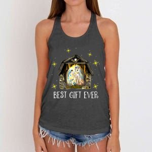 Best Ever Christmas Cool Jesus Nativity Scene Christian Women's Knotted Racerback Tank