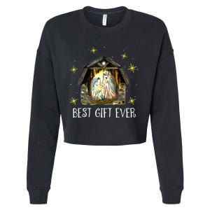 Best Ever Christmas Cool Jesus Nativity Scene Christian Cropped Pullover Crew