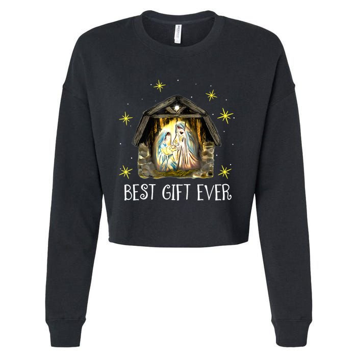 Best Ever Christmas Cool Jesus Nativity Scene Christian Cropped Pullover Crew