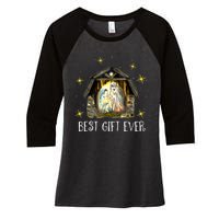 Best Ever Christmas Cool Jesus Nativity Scene Christian Women's Tri-Blend 3/4-Sleeve Raglan Shirt