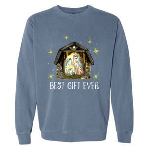 Best Ever Christmas Cool Jesus Nativity Scene Christian Garment-Dyed Sweatshirt