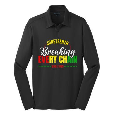 Break Every Chain Juneteenth Proud Black History  Pride Silk Touch Performance Long Sleeve Polo