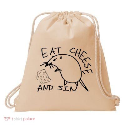 Buy Eat Cheese And Sin Funny Rat Drawstring Bag