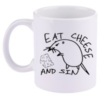 Buy Eat Cheese And Sin Funny Rat 11oz C Handle Ceramic Mug