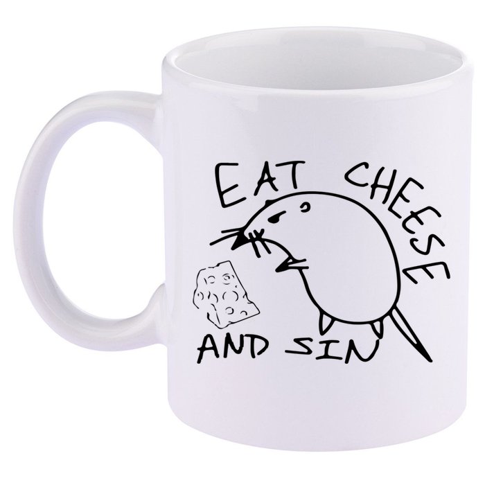 Buy Eat Cheese And Sin Funny Rat 11oz C Handle Ceramic Mug