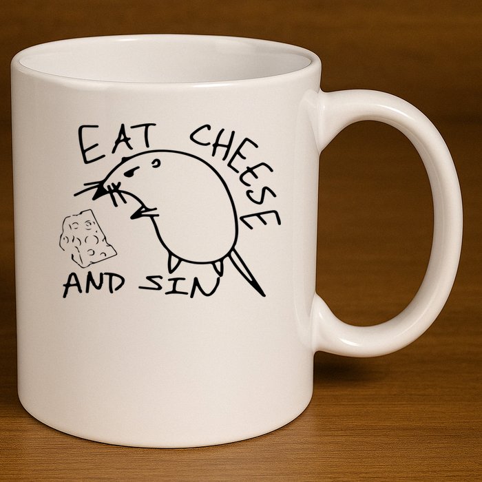 Buy Eat Cheese And Sin Funny Rat 11oz C Handle Ceramic Mug