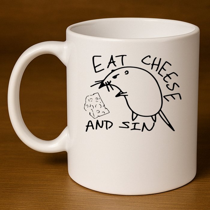 Buy Eat Cheese And Sin Funny Rat 11oz C Handle Ceramic Mug